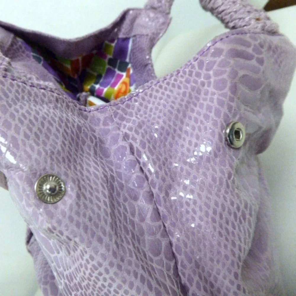 PERLINA LAVENDER SNAKESKIN LEATHER large shoulder HOBO BAG NWT